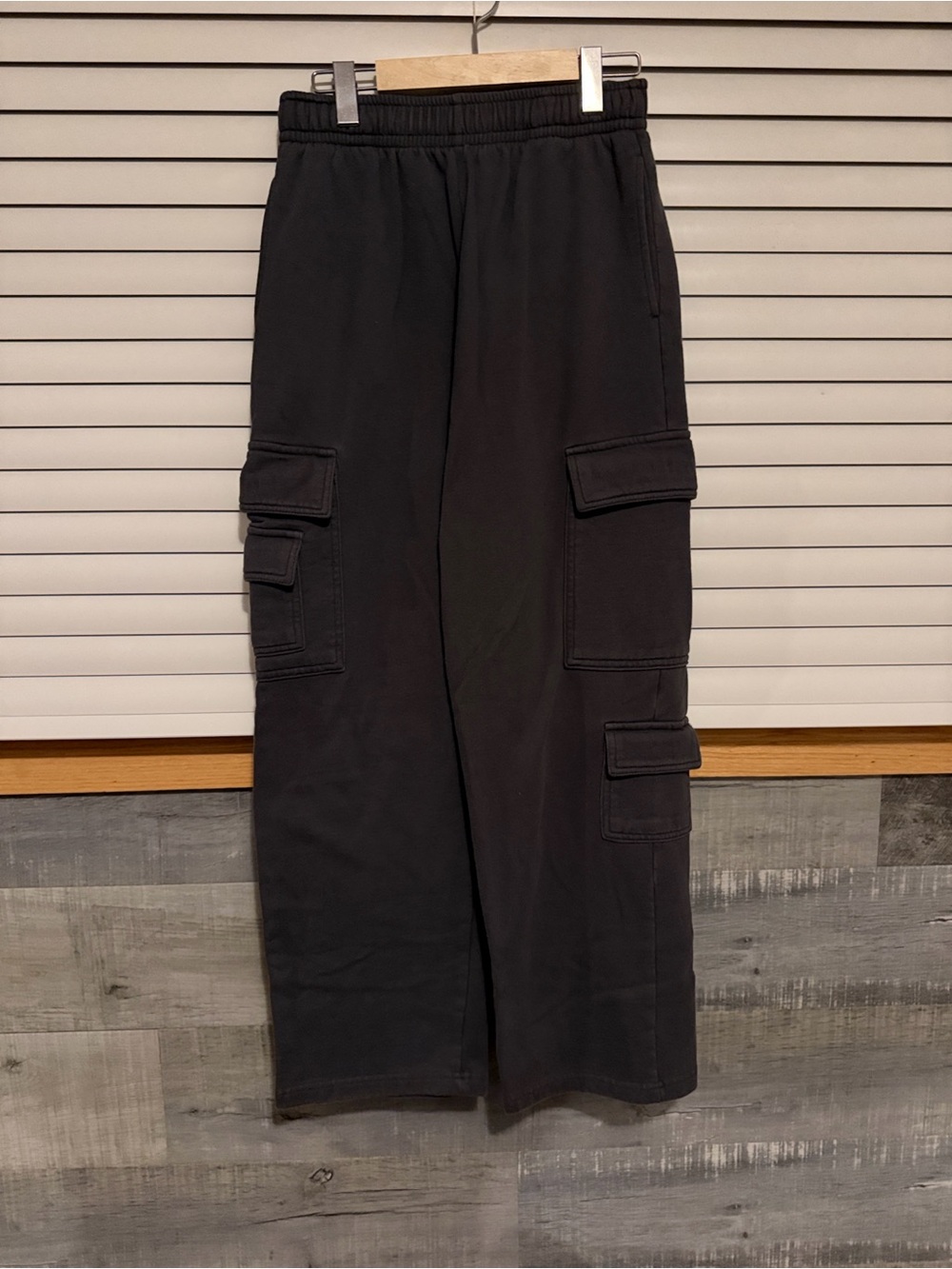 Garage Charcoal Wide-Leg Cargo Pants with Elastic Waist